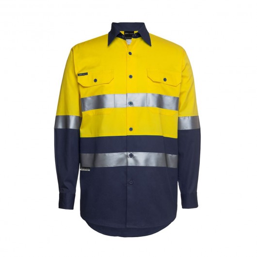 Yellow Navy Cotton Hi Vis Work Shirts